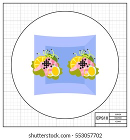 Smorrebrods on plate vector icon