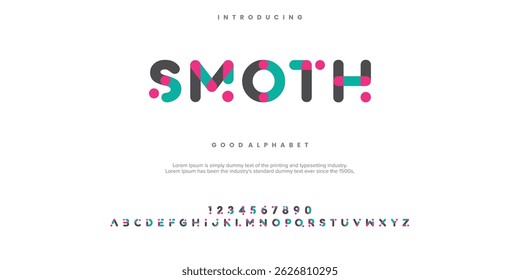 SMOTH colorfull Abstract minimal modern alphabet fonts. Typography technology vector illustration