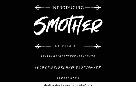 Smother Stylish brush painted an uppercase vector letters, alphabet, typeface.