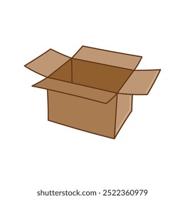 Smple cardboard box vector, box vector illustration in lineal color style isolated on white background