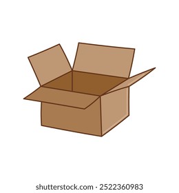 Vector simple de la caja de cartón, Ilustración vectorial de la caja en estilo lineal del color aislado en el fondo blanco