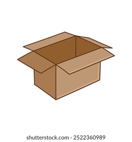 Smple cardboard box vector, box vector illustration in lineal color style isolated on white background