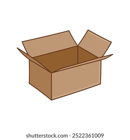 Smple cardboard box vector, box vector illustration in lineal color style isolated on white background