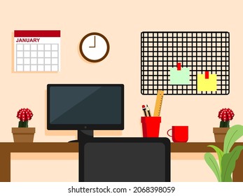 smple and flat office desk vector. eps 10