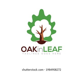 smple flat style oak inside leave logo
