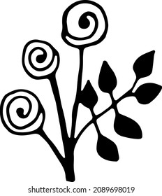 Ilustración del vector de flor rosa de línea dibujada a mano.