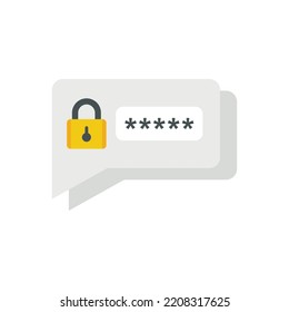 Icono de autenticación Sms. Ilustración plana del icono vectorial de autenticación Sms aislado en fondo blanco