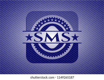 SMS badge with jean texture