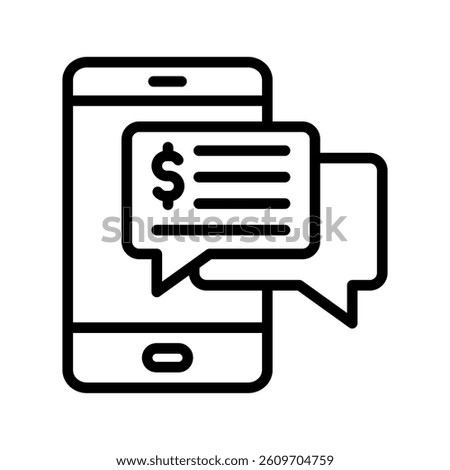 Sms Banking Line Vector Illustration On White Background.