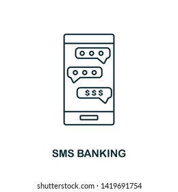 Sms Banking outline icon. Thin line style icons from personal finance icon collection. Web design, apps, software and printing usage simple sms banking icon.