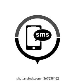 Sms - black vector icon; map pointer;  message bubble