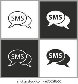 SMS - black and white vector icons for graphic and web design.