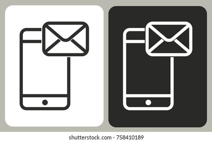 SMS - black and white vector icons for graphic and web design.