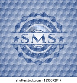 SMS blue emblem with geometric pattern.