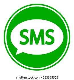 Sms button on white background. Vector illustration.