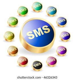 Sms buttons. Vector set.