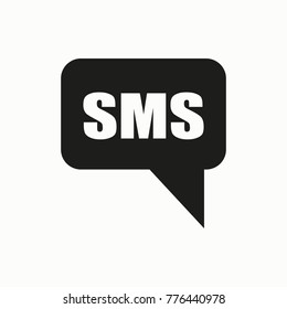 SMS cell phone text message flat design illustration. Simple vector icon.