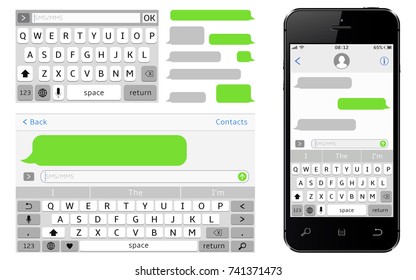 SMS Chat Composer. Smartphone Chatting Sms Template Bubbles.