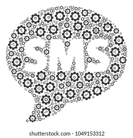 SMS composition of gear icons. Vector gear symbols are composed into sms figure.