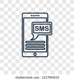 Sms concept vector linear icon isolated on transparent background, Sms concept transparency concept in outline style