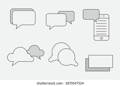 sms design speak text icon set vector outline talk cloud  cellphone 
technology 