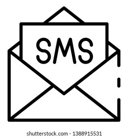 SMS in envelope icon. Outline SMS in envelope vector icon for web design isolated on white background