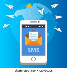 Sms flat concept. Vector illustration. Element template for design.
