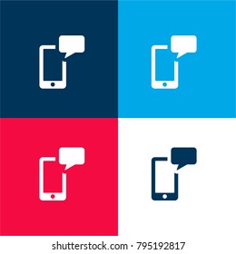 SMS four color material and minimal icon logo set in red and blue