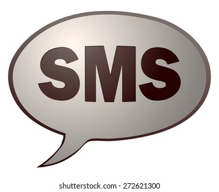 SMS Glossy Balloon Sign, Vector Illustration. 