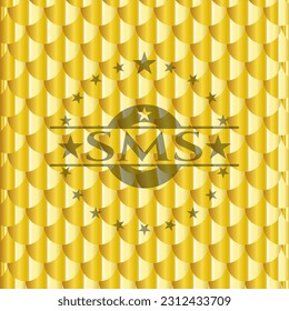 SMS gold emblem. Scales pattern. Vector Illustration. Detailed. 