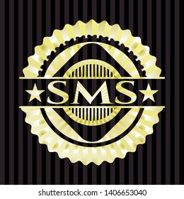 SMS gold emblem. Vector Illustration. Detailed.