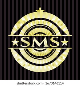 SMS gold shiny emblem. Vector Illustration. Detailed.