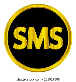Sms gold web icon on white background.