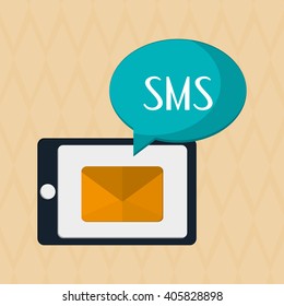 SMS graphic and smartphone design , vector illustration