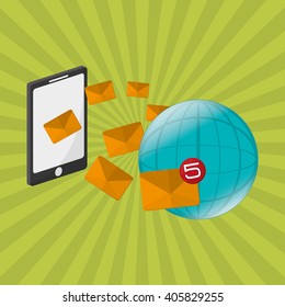 SMS graphic and smartphone design , vector illustration