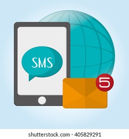 SMS graphic and smartphone design , vector illustration