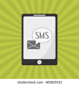 SMS graphic and smartphone design , vector illustration