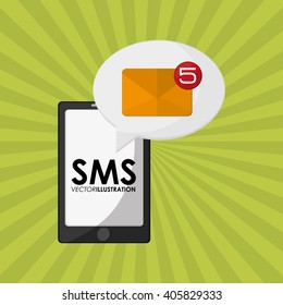 SMS graphic and smartphone design , vector illustration