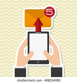 SMS graphic and smartphone design , vector illustration
