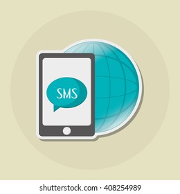 SMS graphic and smartphone design , vector illustration
