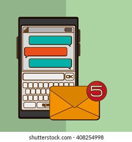 SMS graphic and smartphone design , vector illustration