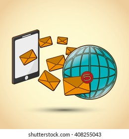 SMS graphic and smartphone design , vector illustration
