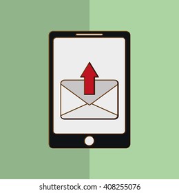 SMS graphic and smartphone design , vector illustration