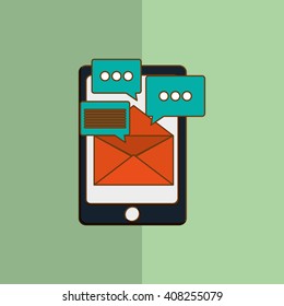 SMS graphic and smartphone design , vector illustration
