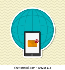 SMS graphic and smartphone design , vector illustration