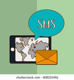 SMS graphic and smartphone design , vector illustration