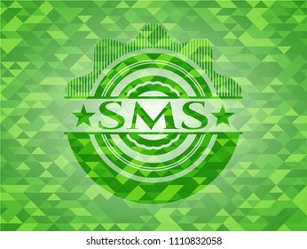  SMS green emblem with triangle mosaic background