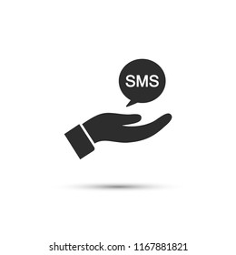 SMS in the hand icon