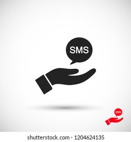 SMS in the hand icon