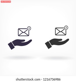 SMS in the hand icon